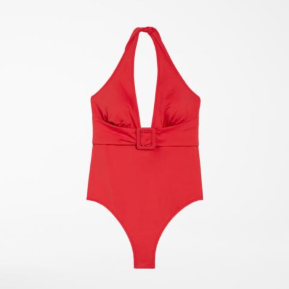 La Blanca Vibrant Red Plunge One-Piece Swimsuit